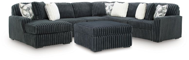 Midnight-Madness Gunmetal 4-Piece Sectional and Ottoman