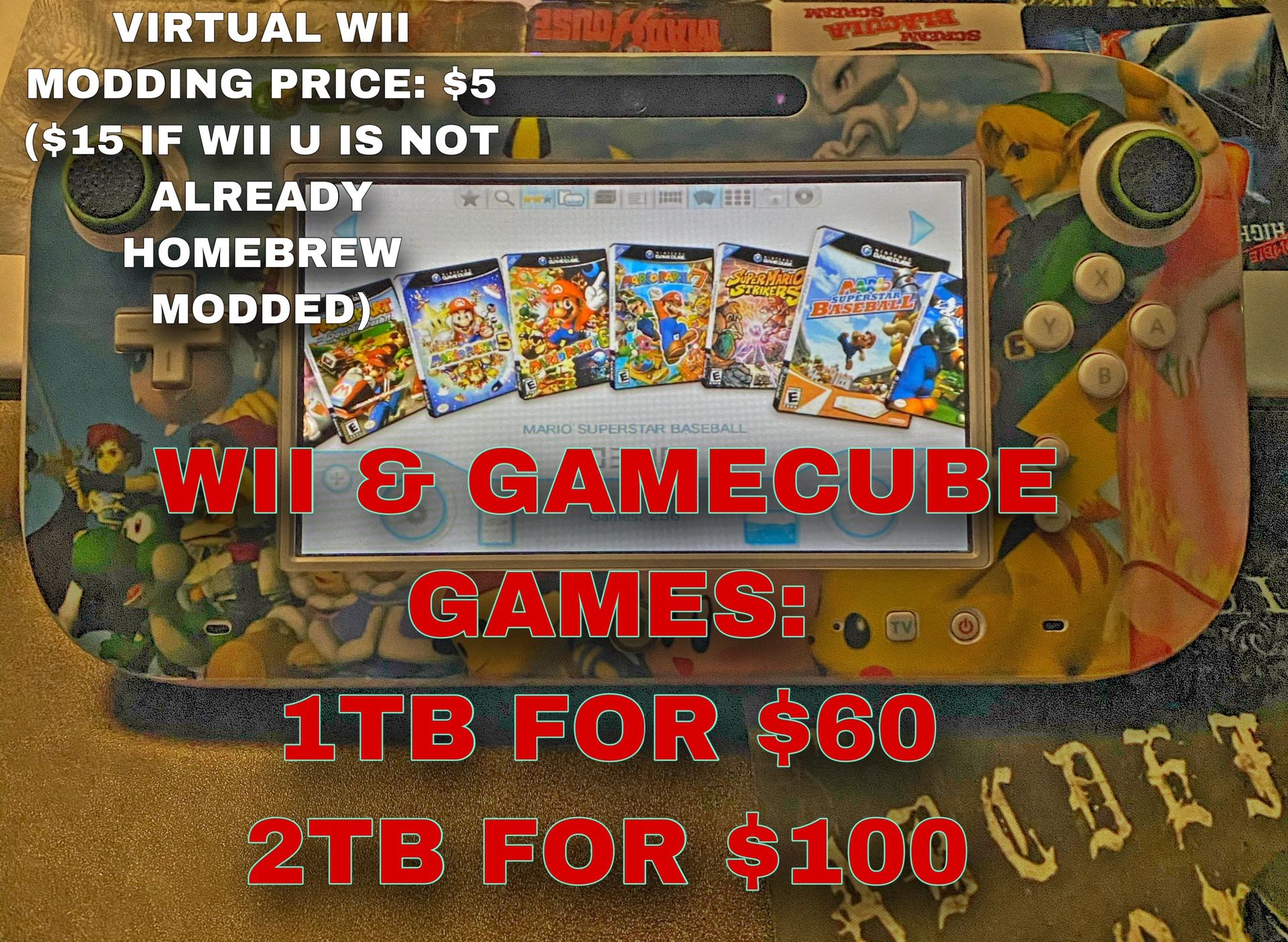 Nintendo Wii U MODDING HACKING SERVICE ONLY 290 GAMES ON HOME SCREEN
