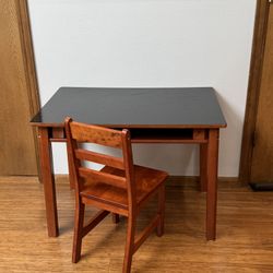 Children’s Solid Wood Table/Desk and Chair Set With Storage - Includes Some Accessories 