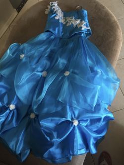 Little Girls Blue Ball Dress