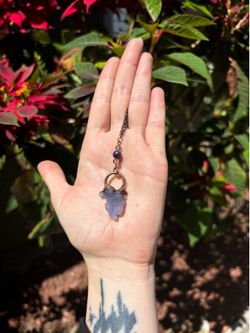 Copper electroformed aura grape agate with amethyst and labradorite gemstone beads