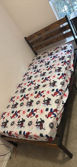 Twin bed frame and mattress