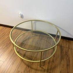 Sivil Round Coffee Table with Glass Shelf in Excellent Condition