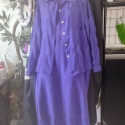 Women's Size Large Two-piece Dress With Lace See-through Sheer Jacket Shirt