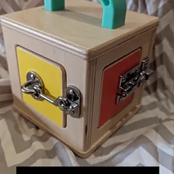 Lovevery lock box latches wooden wood