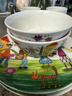 Volere Kids 6 Piece Porcelain Dinnerware Set | Whimsical Family Collection