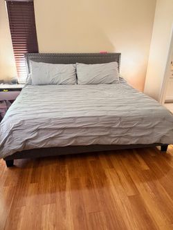 King size bed frame and memory foam mattress