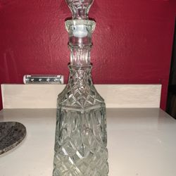 Vintage Glass Bottle And Top Diamond Cut