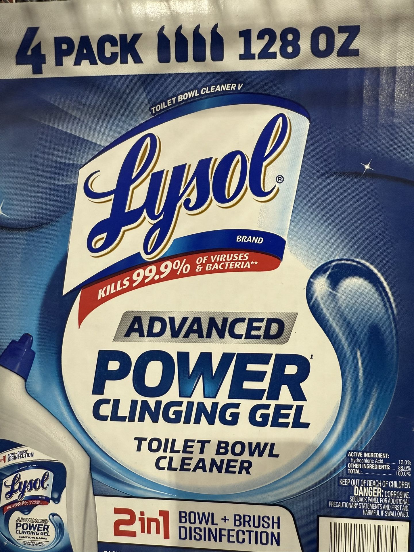 Lysol Power Toilet Bowl Cleaner Gel, For Cleaning and Disinfecting, Stain Removal (pack of 4)