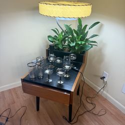 Herman Miller 1946 plant stand teak side tables lamp