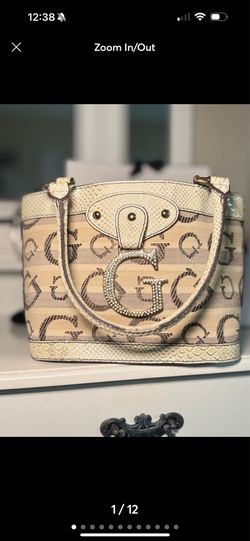 Vintage Guess Monogram Handbag w/ Rhinestone G Charm