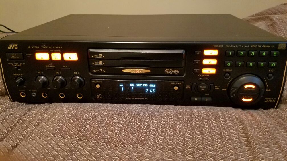 JVC XL-MV303 Triple Tray CDG Karaoke Player with 3 microphone inputs and Karaoke and Music Discs