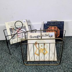 Various Vintage Brass or Black Vinyl, Magazine, Book Rack