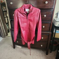 Red Leather Jacket.  Size M