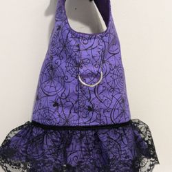 Purple Spider Web Dog Harness Dress With D-ring 