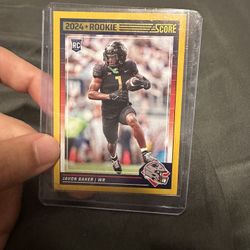 Javon Baker 2024 Panini Score Football Rookie Card Gold Orange