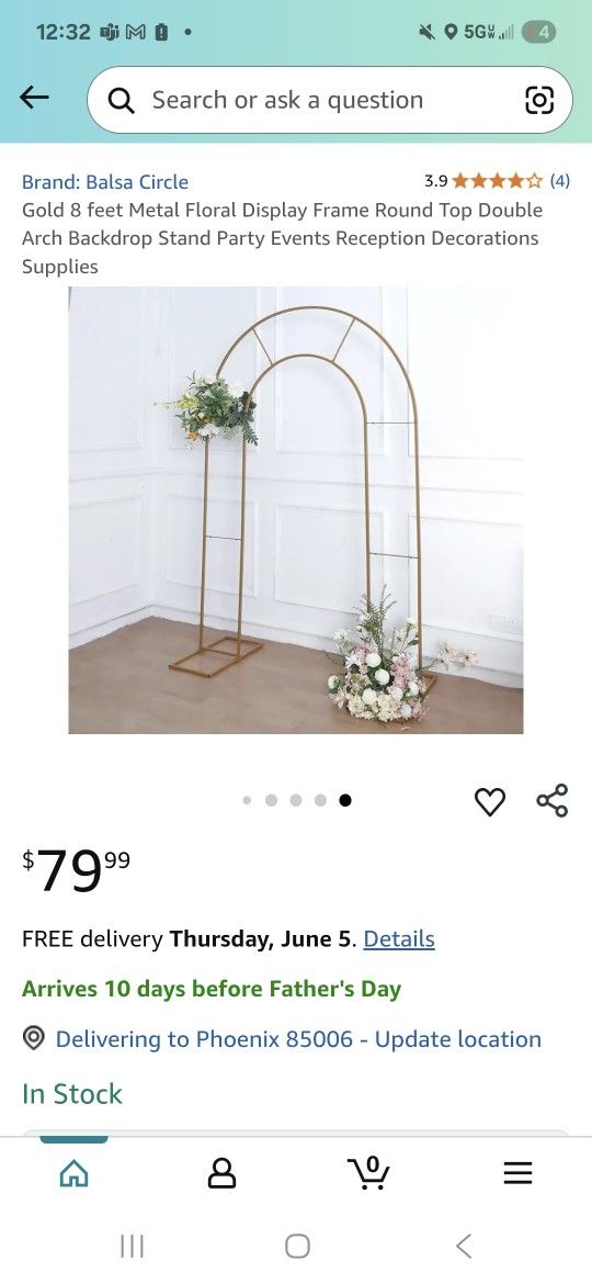 Metal Arch for Display At Parties, Weddings, Celebrations, Showers