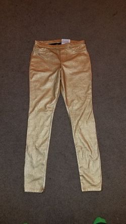Hue Gold Metallic Leggings small