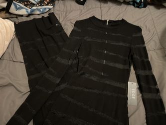 Black Striped See Through Dress 