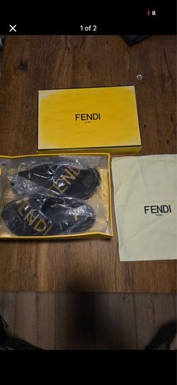 Fendi Black Gold Logo Slides Sandals