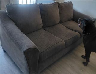 Gray Brown 3-Seat Fabric Sofa
