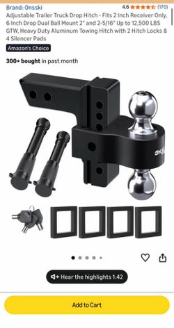 Adjustable Trailer Hitch Dual Ball Mount 2” Receiver 12,500 lbs Capacity