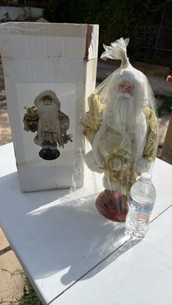 2. Large White & Gold Christmas Santa Decoration