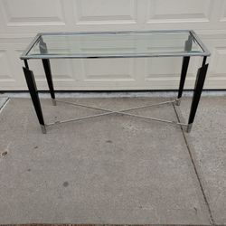 Entry Table Console 17x48 Top Tampered Glass Designer Metal Frame $95