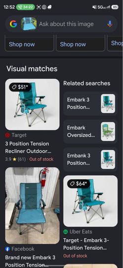 3 Position Tension Recliner Outdoor Portable Camp Chair...