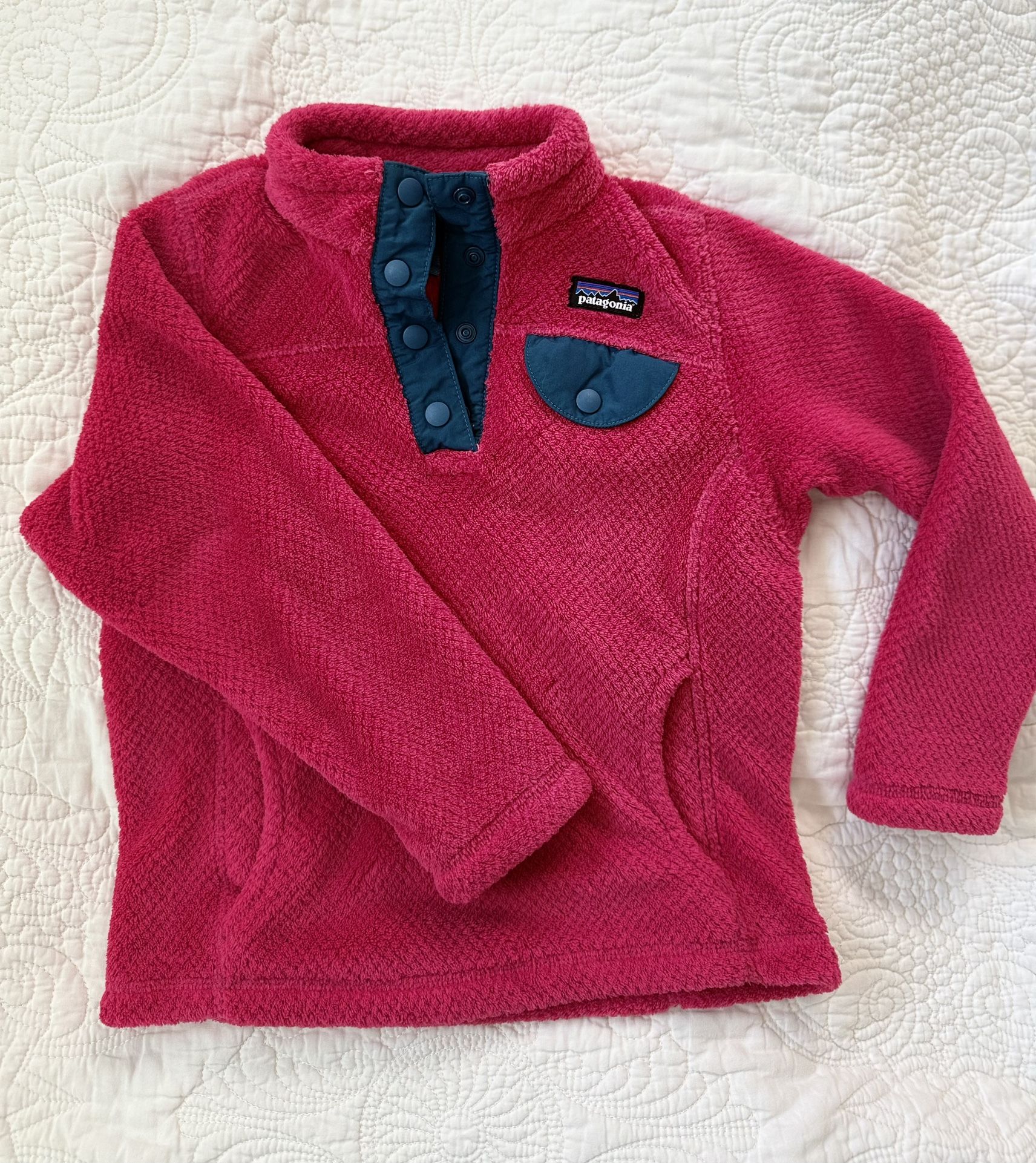 XS (5-6) Girls Kids Pink/blue Patagonia Polartec Fleece Sweater 