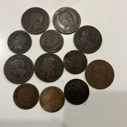 Napoleon Bonaparte (Old French Coins) 1850s , 1860s  
