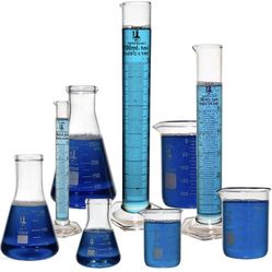 Beaker, Flask, Cylinder Set, 3.3 Boro. Glass - 9 Pieces - Beaker Set, Flask Set, and Graduated Cylinder Set, Karter Scientific 233N2