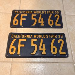 Vintage Worlds Fair 1939 License Plates