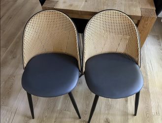 Dining Chairs Rattan Kitchen Boho Dining Room Chairs Mid Century Modern Woven Upholstered Chair with