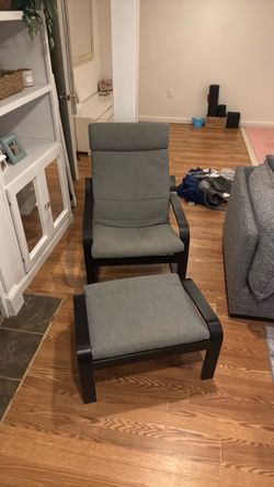 Gray Recliner Chair with Matching Ottoman