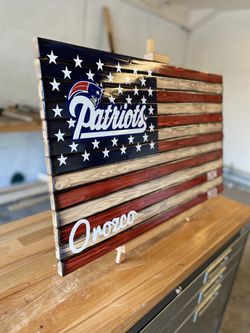 New England Patriots rustic Wooden flag