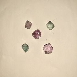 Set Of Five Fluorite Crystals- Variety Of Colors