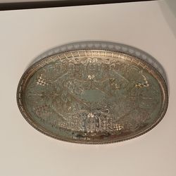 Chased Viders Of Shefield, England Alpha Plate Oval Silver Vanity/utility Tray