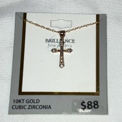 10kt & Cubic Zirconia Cross Necklace