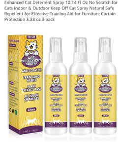 Enhanced Cat Deterrent Spray 10.14 Fl Oz No Scratch for Cats Indoor & Outdoor Keep Off Cat Spray Natural Safe Repellent for Effective Training Aid for