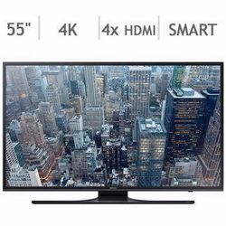 55in Samsung 4K LED Smart TV with swinging and tilting wall mount and 2 remotes and regular stand UN55JU650DF