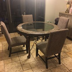 Round Marble w/ Glass Top Metal w/ All Wood Legs