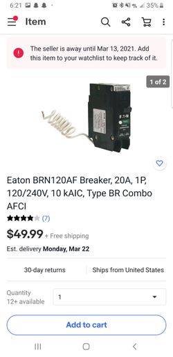 Eaton Breakers 20amp 15amp 