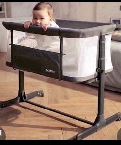AMKE Baby Bassinets, Bedside Sleeper For Baby,All Mesh Baby Crib Portable Bassinets For Safe Co-Sleeping, Safe Adjustable Baby Bed For Baby Infant New