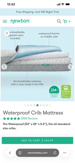Newton Waterproof Crib Mattress x 2