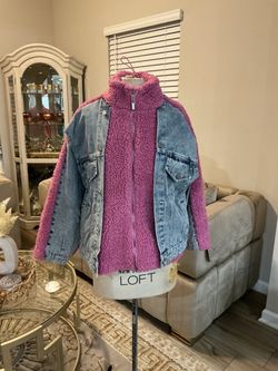 BLANKNYC Faux Shearling & Denim Trucker Jacket In Bear Hug