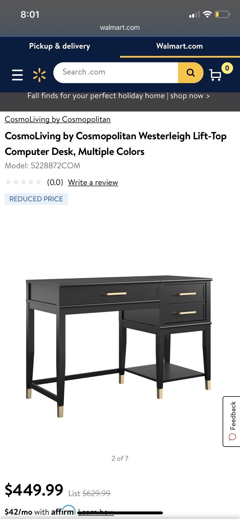 Brand new CosmoLiving by Cosmopolitan Westerleigh Lift-Top Computer Desk