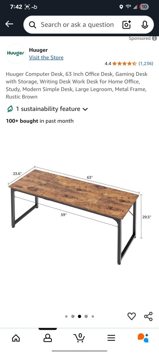 63" Desk