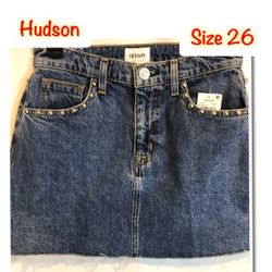  Hudson Women’s The Viper Mini Skirt with studs NEW size 26 Length 14”
