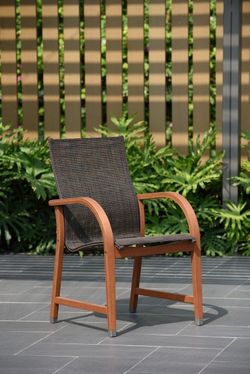 BRAND NEW Arm Black Chair Made Of 100% FSC Solid Wood & Weather-Net, Ideal Furniture For Outdoor